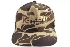 Vintage Kent Electronics Brown Beige Camouflage Snapback Hat Cap Camo Headwear