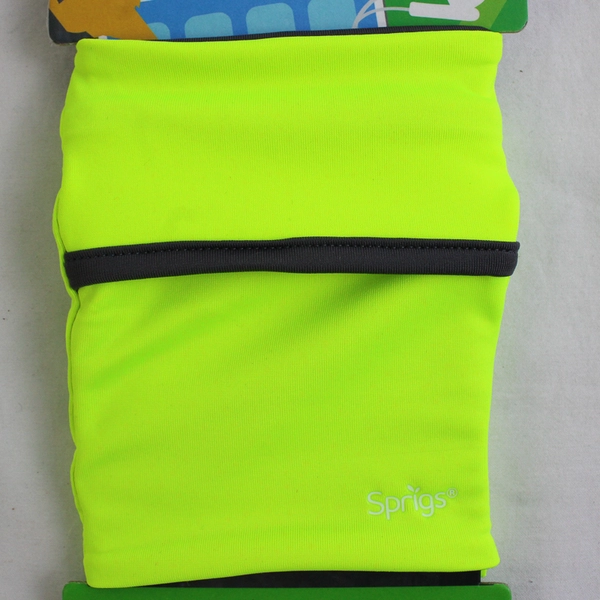Sprigs Banjees Wrist Wallet 2 Pockets One Size Neon Yellow Running Zip