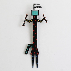 Black Metal Navajo Yei Brooch Pin 4 inch