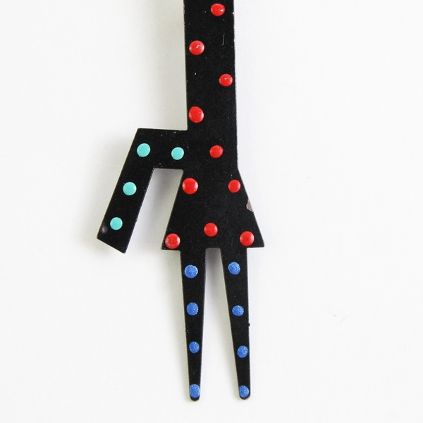 Black Metal Navajo Yei Brooch Pin 4 inch