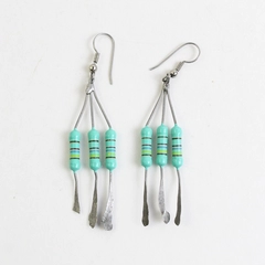 Handmade Turquoise Circuit Board Resistor Dangle Earrings 3 inch