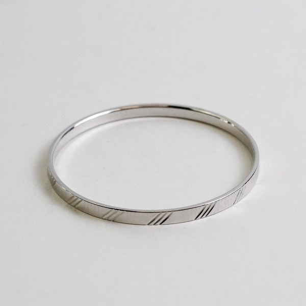 Vintage Monet Silver Tone Bangle Bracelet Signed 2.5" Diameter