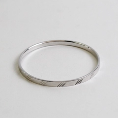 Vintage Monet Silver Tone Bangle Bracelet Signed 2.5" Diameter