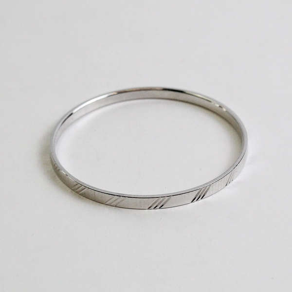 Vintage Monet Silver Tone Bangle Bracelet Signed 2.5" Diameter