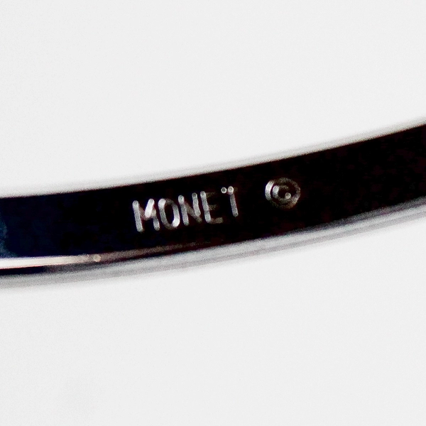 Vintage Monet Silver Tone Bangle Bracelet Signed 2.5" Diameter