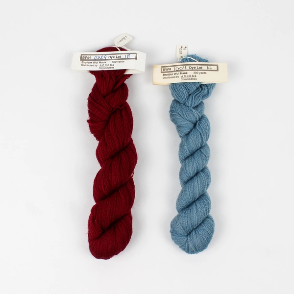 Lot 2 Lamb's Wool Needlepoint Yarn Twists Broider Wul Hank Blue & Maroon New