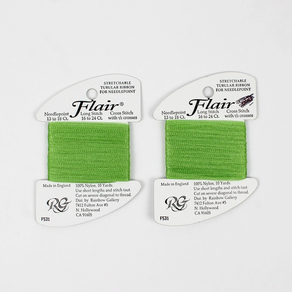 Lot of 5 Flair Stretchable Tubular Nylon Ribbon, 10 Yds. each, New 