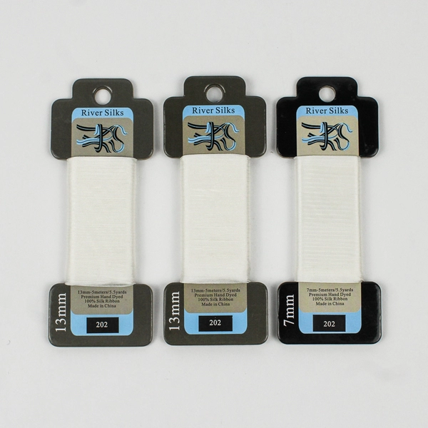 Lot of 3 New 100% SILK RIBBON, 13mm & 7mm, White 
