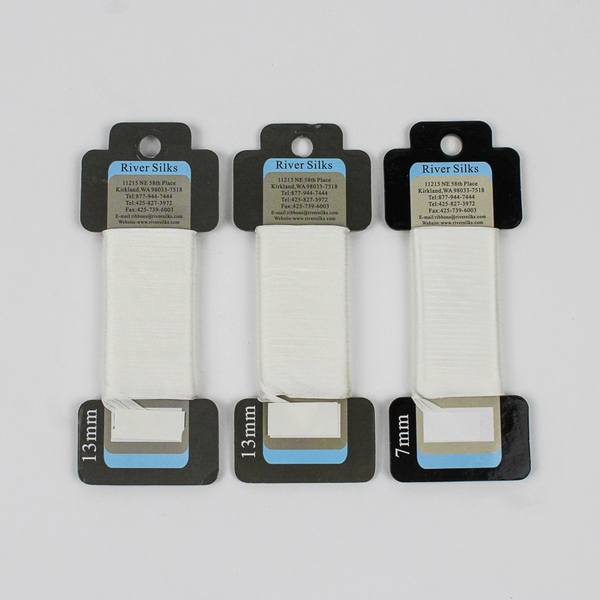 Lot of 3 New 100% SILK RIBBON, 13mm & 7mm, White 