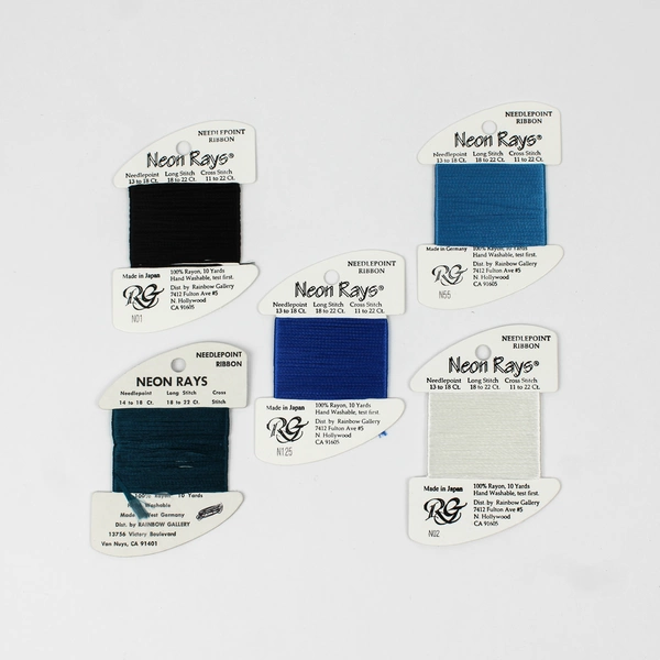 Lot of 5 Neon Rays Ribbon, 10 Yds. each, Assorted Colors, New  