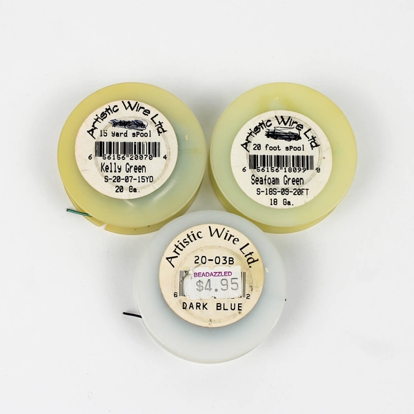 Lot of 3 Artistic Wire 15 & 20yd. Spools, Green & Blue Unused 