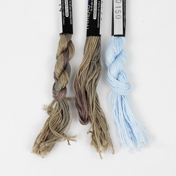 100% Cotton Threadworx Overdyed Floss 20 yds. ea. Grey and Pastel Blue, New 