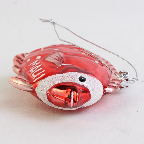 Maui Hawaii Red Fish Souvenir Glass Christmas Ornament 4"