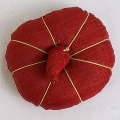 Vintage Handmade Red-Orange Pumpkin Pin Cushion 3.5"
