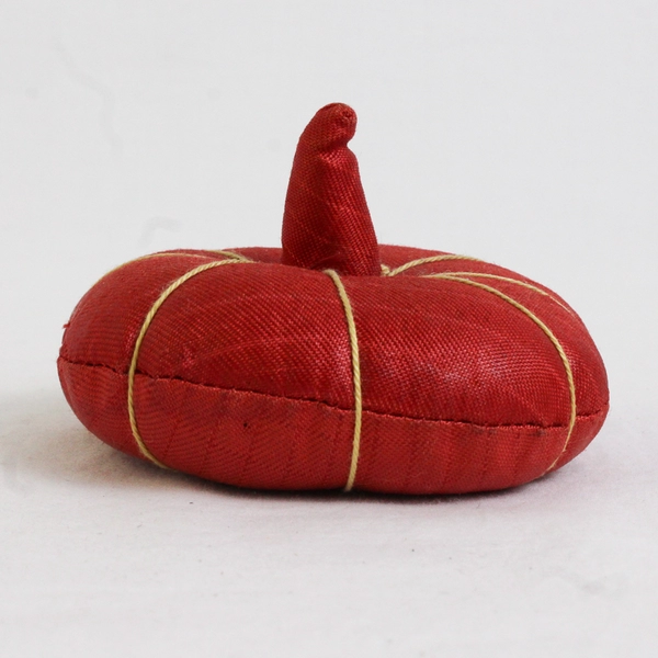 Vintage Handmade Red-Orange Pumpkin Pin Cushion 3.5"