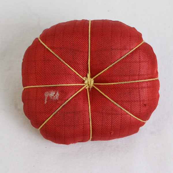 Vintage Handmade Red-Orange Pumpkin Pin Cushion 3.5"