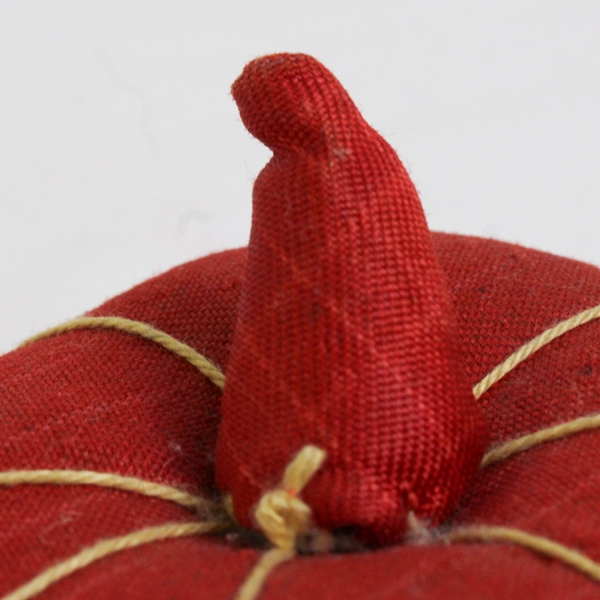 Vintage Handmade Red-Orange Pumpkin Pin Cushion 3.5"