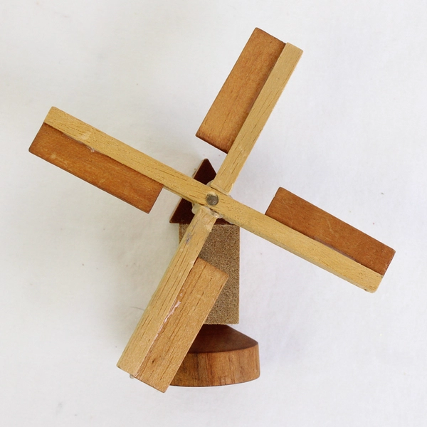 Wooden Windmill Festive Holiday Christmas Ornament 4"