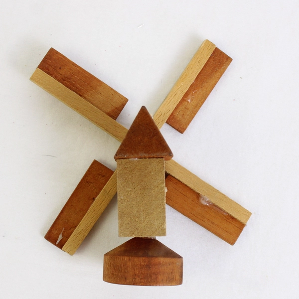 Wooden Windmill Festive Holiday Christmas Ornament 4"