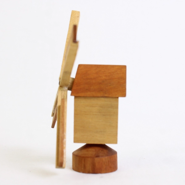 Wooden Windmill Festive Holiday Christmas Ornament 4"