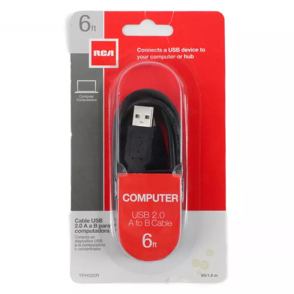 RCA USB 2.0 A to B Cable 6ft TPH520R