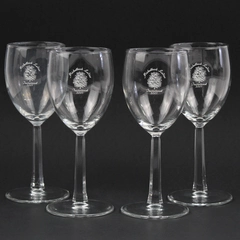 Four 'Michelbook Ladies Invitational 2001' Print Clear Wine Glasses 6.75" Tall