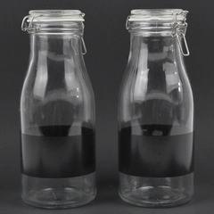 Lot Of 2 IKEA Korken Bottle Shaped Jar With Lid Clear Glass 9.5" Tall