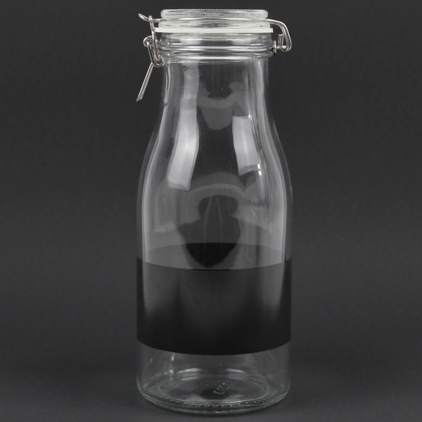 Lot Of 2 IKEA Korken Bottle Shaped Jar With Lid Clear Glass 9.5" Tall