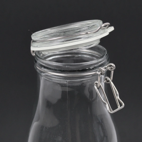 Lot Of 2 IKEA Korken Bottle Shaped Jar With Lid Clear Glass 9.5" Tall