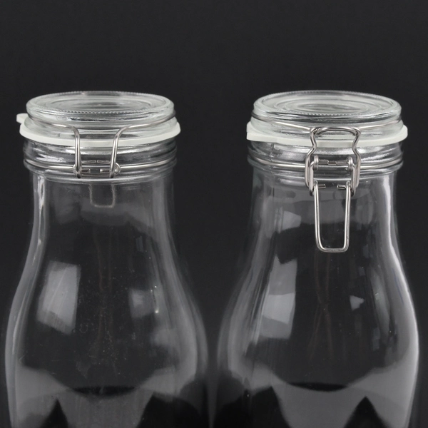 Lot Of 2 IKEA Korken Bottle Shaped Jar With Lid Clear Glass 9.5" Tall