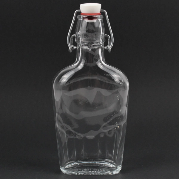 Unbranded Flask Clear Glass Bottle W/ Swing Top 0.25 L Made In Italy 8.25" Tall