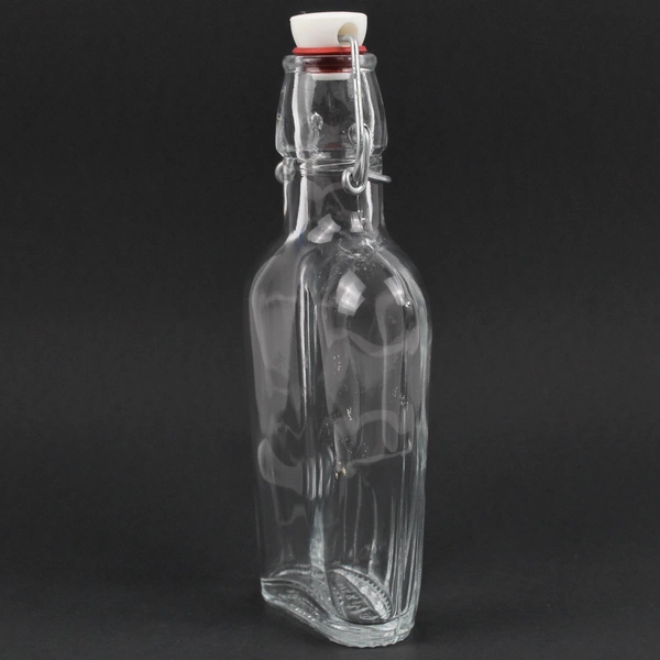 Unbranded Flask Clear Glass Bottle W/ Swing Top 0.25 L Made In Italy 8.25" Tall