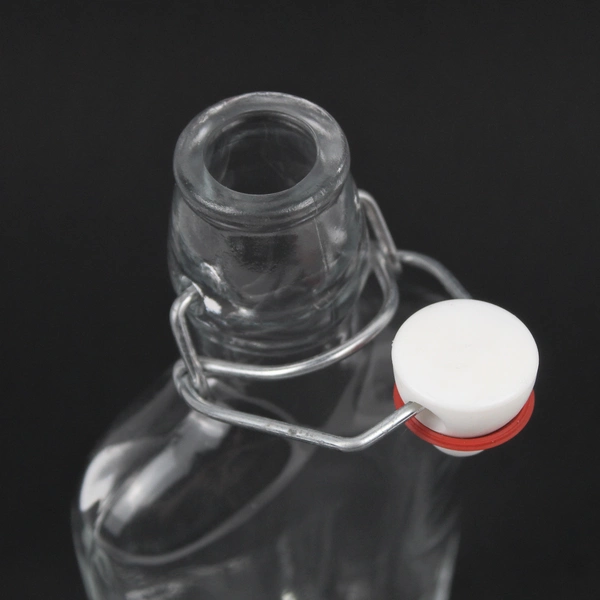 Unbranded Flask Clear Glass Bottle W/ Swing Top 0.25 L Made In Italy 8.25" Tall