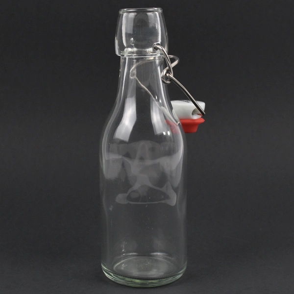 Lot Of 2 Yeboda Clear Glass Bottles With Swing Top Lid 7.75" Tall