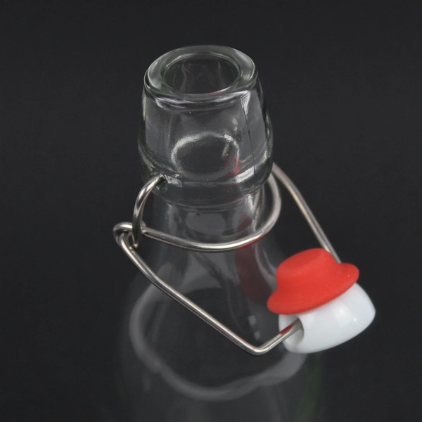 Lot Of 2 Yeboda Clear Glass Bottles With Swing Top Lid 7.75" Tall