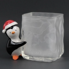 Unbranded Penguin W/ Santa Hat Candle Holder/Decorative Dish 4.5" Tall
