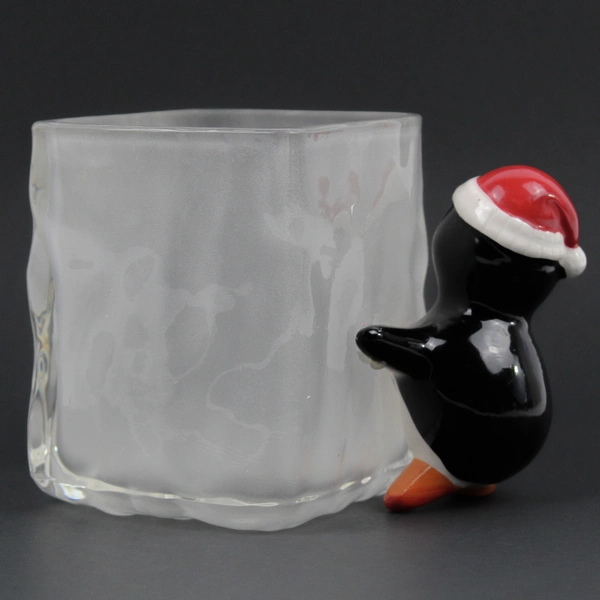 Unbranded Penguin W/ Santa Hat Candle Holder/Decorative Dish 4.5" Tall