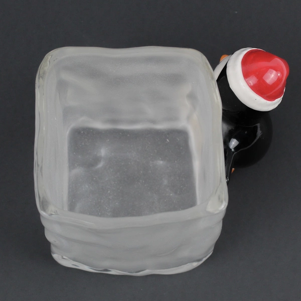 Unbranded Penguin W/ Santa Hat Candle Holder/Decorative Dish 4.5" Tall