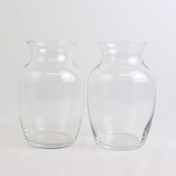 Lot Of 2 Matching Unbranded Jardin Vase Decorative Clear Glass 7" Tall