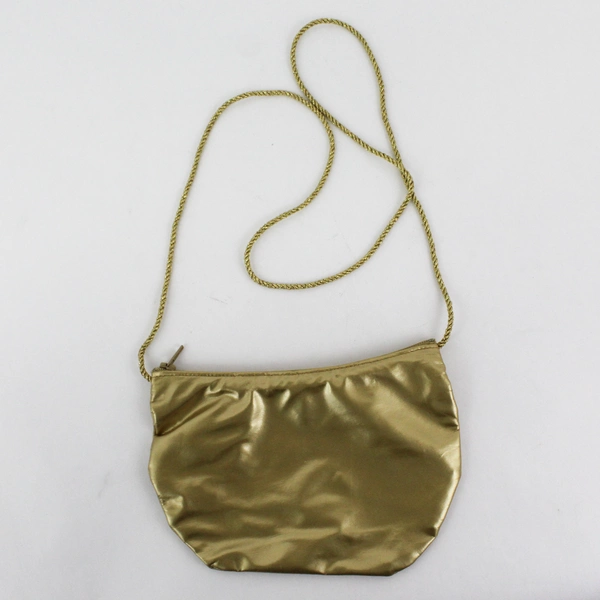 Vintage Gold Metallic Vinyl Clutch Purse w Matching Coin Pouch 