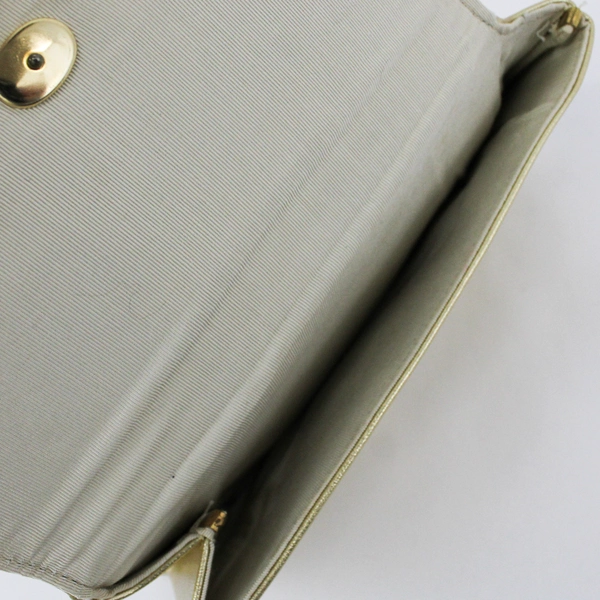 Vintage Gold Metallic Vinyl Clutch Purse w Matching Coin Pouch 