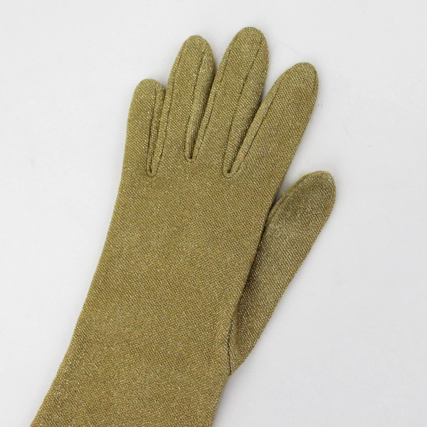 Women's Glittery Gold Mylar And Nylon Wrist Gloves For Evening Wedding Size S