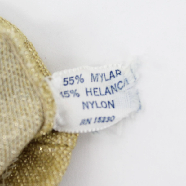 Women's Glittery Gold Mylar And Nylon Wrist Gloves For Evening Wedding Size S