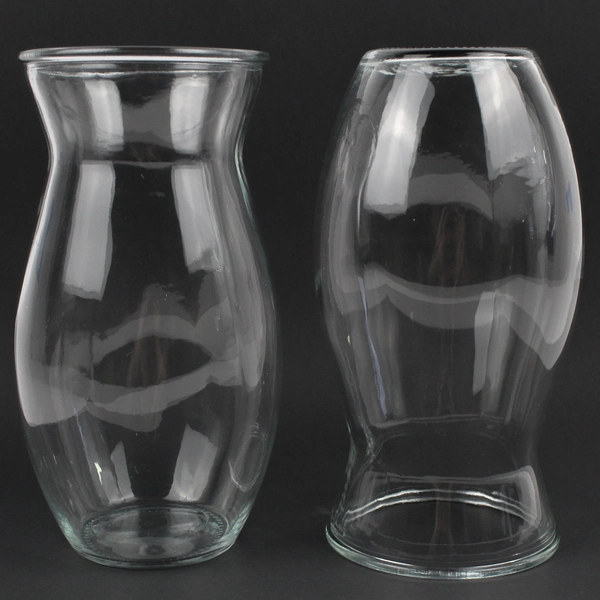  Lot Of 2 Matching Unbranded Clear Glass Decorative Bouquet Vases 9.75" Tall