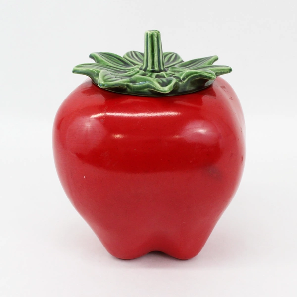 Vintage McCoy Pottery Large Red Apple or Tomato Ceramic Cookie Jar