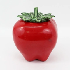 Vintage McCoy Pottery Large Red Apple or Tomato Ceramic Cookie Jar