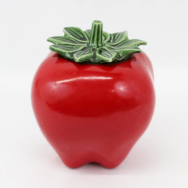 Vintage McCoy Pottery Large Red Apple or Tomato Ceramic Cookie Jar