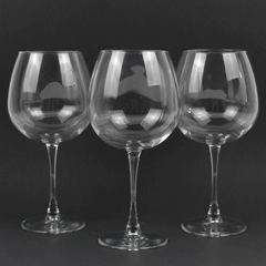 Lot Of 3 Matching Unbranded Large Clear Wine Glass 9" Tall