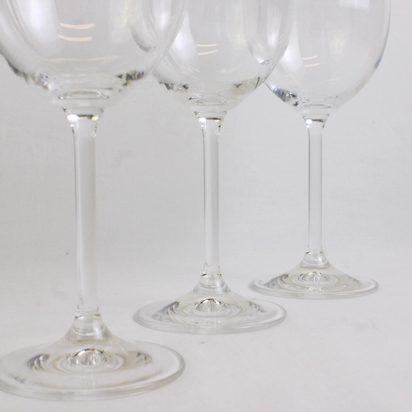  Lot Of 3 Matching Unbranded Clear Glass Standard Wine Glasses 9" Tall