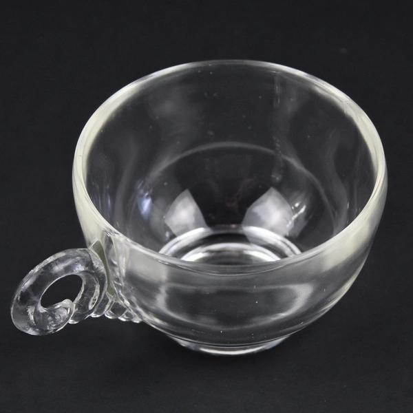  Lot Of 4 Matching Unbranded Clear Glass Tea/Coffee Cup Shell Handle 2.25" Tall